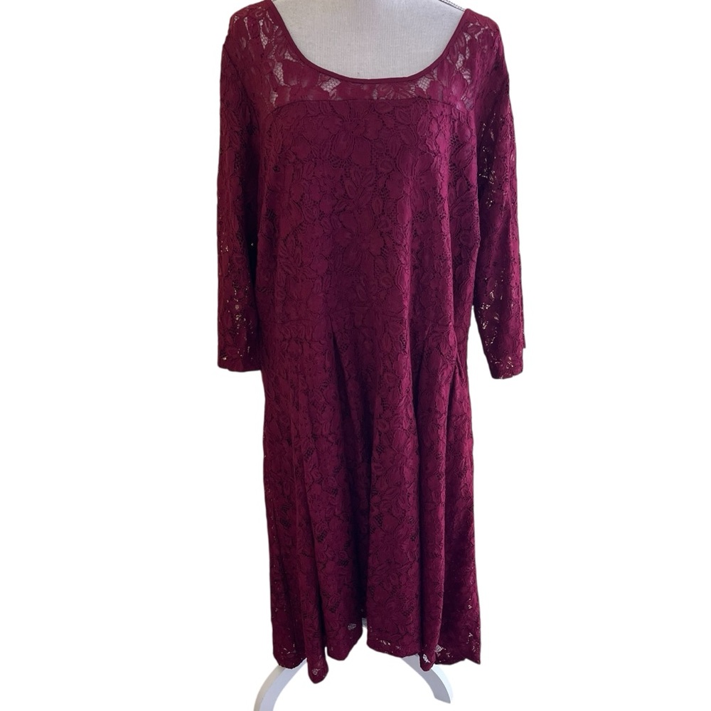 Lane Bryant Burgundy Lace Aline Dress 18